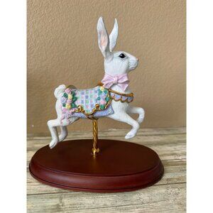2006 Lenox Carousel Hare Figurine Porcelain Rabbit Wooden Base Easter Decor